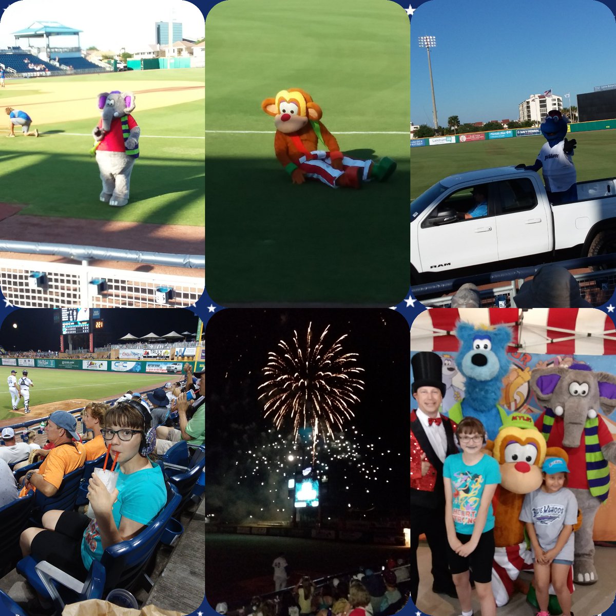 asdmom1007's tweet photo. Great night being entertained by @furcircus while watching @BlueWahoosBBall and fireworks. https://t.co/YX6eL8LPDH