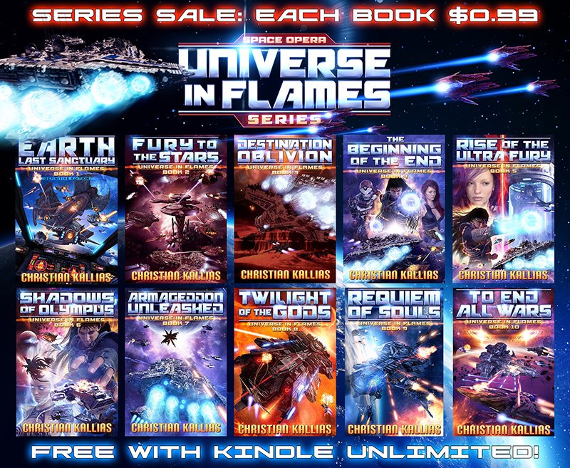 In celebration of the new UiF Dark Legacy Book, NEMESIS, hitting the store today, I've put the entire Universe in Flames series on sale. Each book is only 99¢ for a few days (worldwide). amazon.com/gp/product/B07… amazon.co.uk/gp/product/B07… #99cents #iartg #amwriting