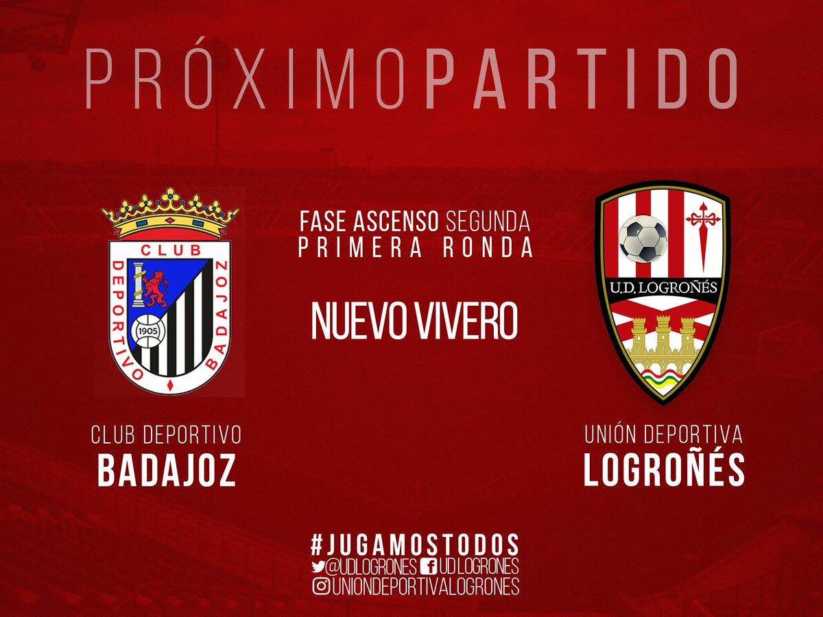 UDLogrones's tweet photo. ¡Ya tenemos rival para esta primera ronda del playoff! Empezaremos la fase de ascenso en el Nuevo Vivero, frente al @CDBadajoz. ¡Ilusión máxima! ⚪️🔴💪

#JugamosTodos #UDLog https://t.co/ArO1mrZmo4
