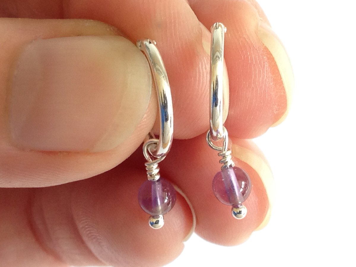 Amethyst Silver Hoop Earrings for sale in my Etsy Shop etsy.com/uk/listing/693… #fionademarcojewellery #amethystearrings #hoopearrings #silverearrings #handmadeearrings #etsyuk #beautiful #love #handmadejewellery