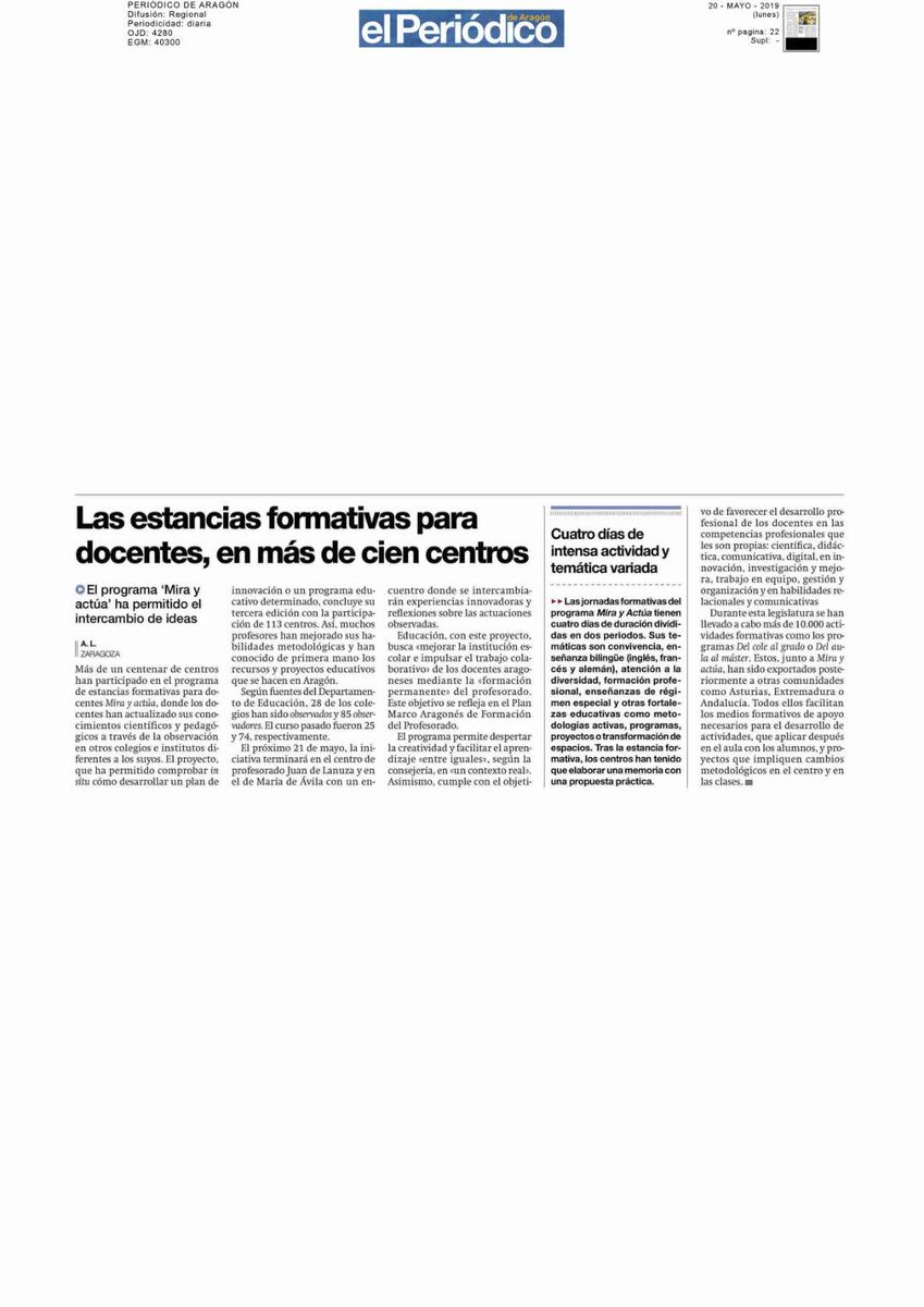Programa referencia aragonesa #mirayactua  . Formación  docente entre iguales .<a href="/dgafprofesorado/">F. Prof. Aragón</a>