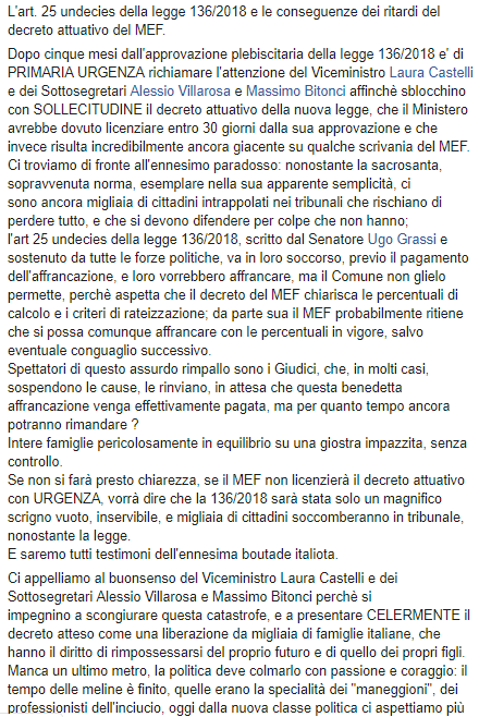CVenditori18135's tweet photo. L'art. 25 undecies della legge 136/2018 e le conseguenze dei ritardi del decreto attuativo del MEF.
@LaCastelliM5s   @ale_villarosa @massimobitonci https://t.co/B2zFSxsKW6 https://t.co/Qnket2h5zK