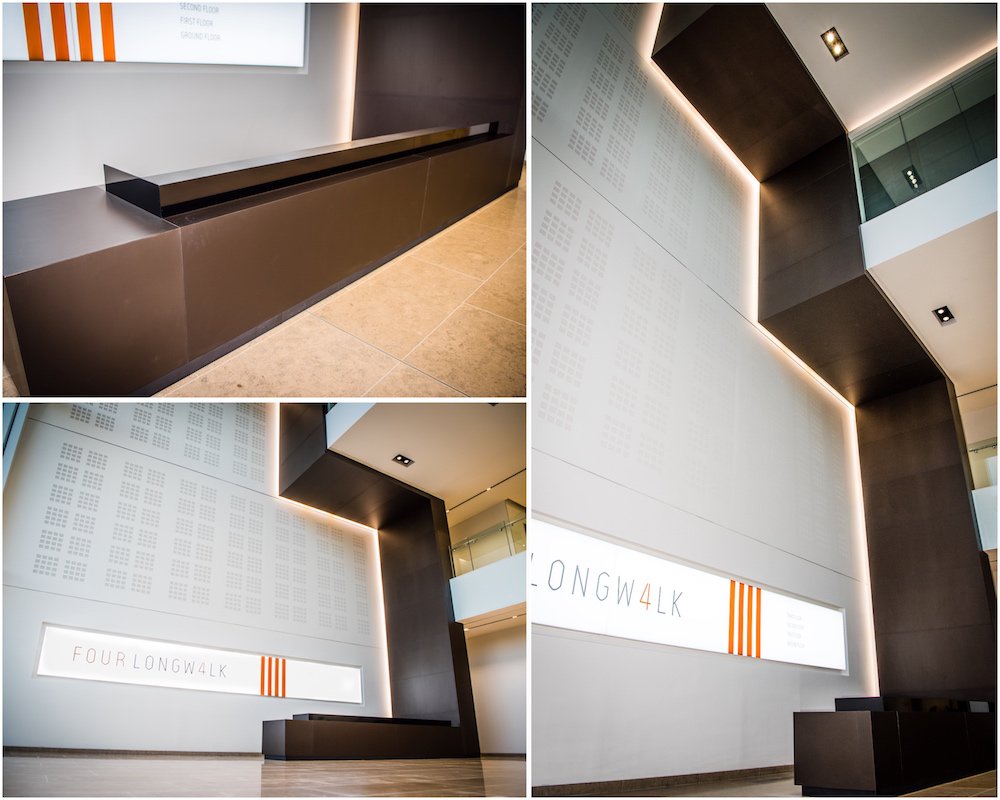 A truly stunning installation. Bronze has to be one of our favourite finishes. Hours were spent creating folds in the bronze sheets to give all external corners a seamless finish. 

#reception #receptiondesk #receptionarea #architect #contractor #architects
