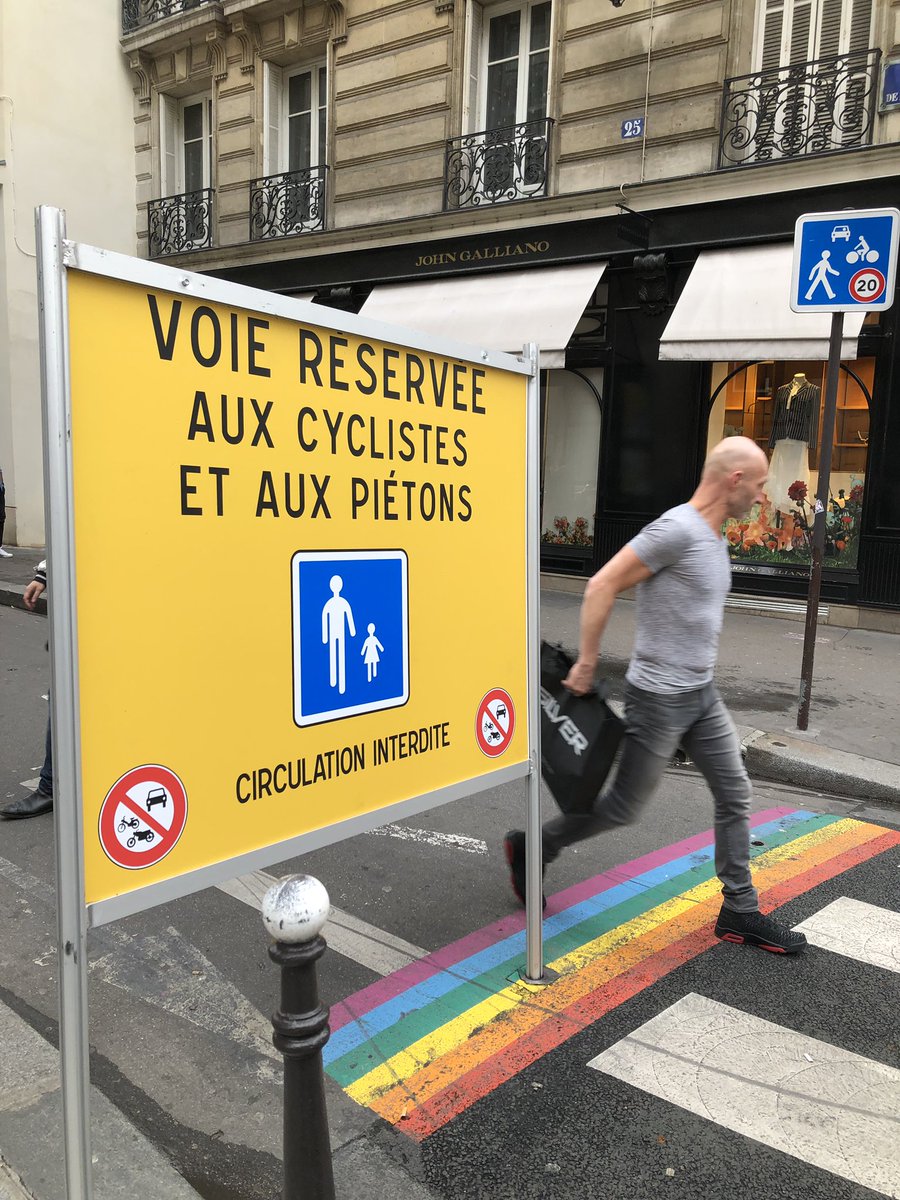Paris just got word while we were here, that the unfortunate court challenge by some intolerant people seeking to remove these rainbow crossings from the Marais District in central  #Paris thankfully failed. Congratulations  @Anne_Hidalgo.  #LGBTQ  #placemaking