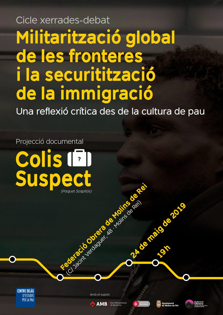 CentreDelas's tweet photo. Què hi ha rere l'Europa Fortalesa?

Aquest divendres 24/05 tindrà lloc a #MolinsDeRei la 1a sessió del cicle “Militarització global de les fronteres i la securitització de la immigració” amb la projecció del docu @colissuspectdoc. A les 19h a la Federació Obrera, no t'ho perdis! https://t.co/OP7dM0EaYu