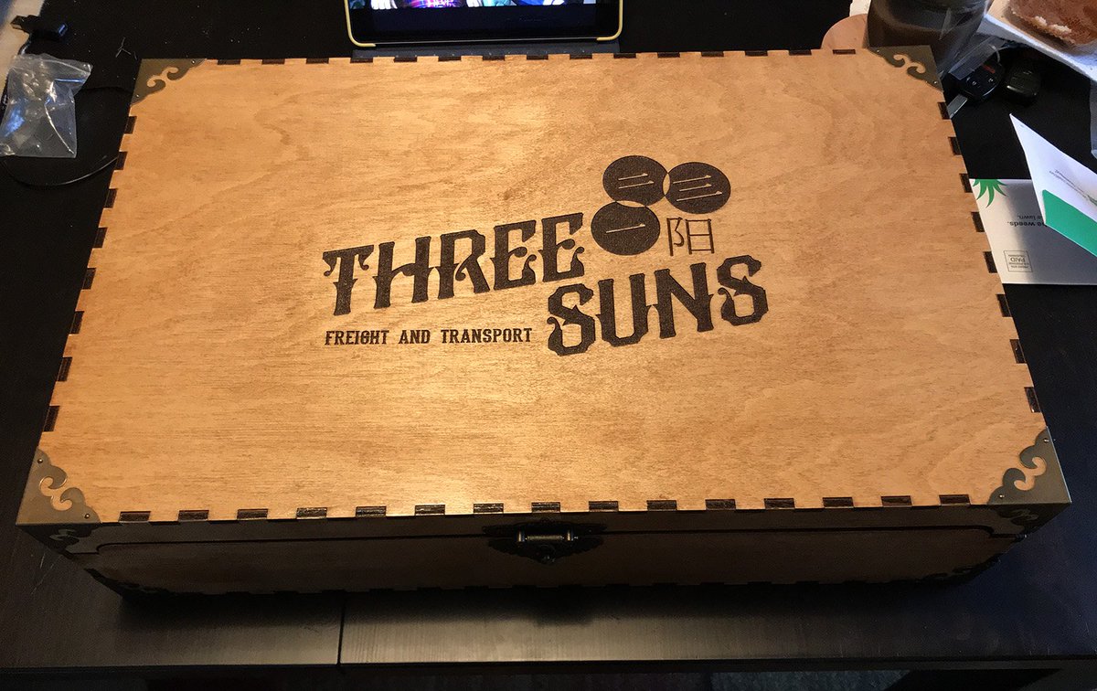 neimoyer's tweet image. Finally found a corner pieces I liked (and were right size, as well as matched the color of the clasp). The #BigDamnCrate by @ tbt_gaming for #FireflyTheGame from @GaleForceNine is now complete.