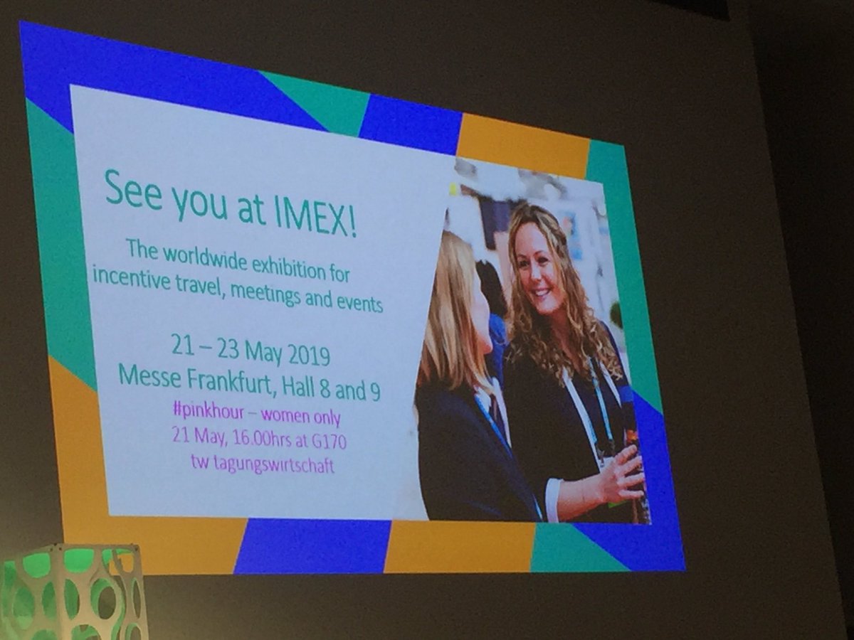Ladies, who are at #IMEX19 in #Frankfurt this week are very welcome to join the pink hour Tues, May 21 16hrs at stand G170!💖🥂@tw_media #muareport will be there!