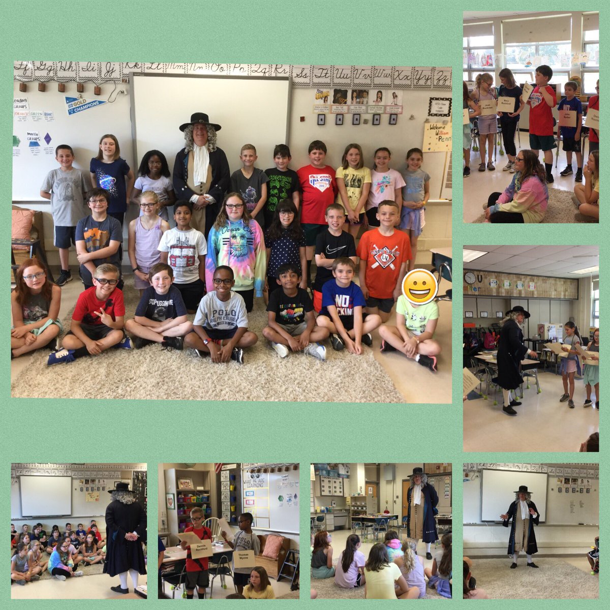A huge thank you to <a href="/PennsburyManor/">Pennsbury Manor</a> for selecting my student as the winner of the 4th grade question contest! We were rewarded with a very special visit from William Penn! Mr. Penn led students through the voyage of 1682 when colonists traveled to Pennsylvania! 🗺 <a href="/CBButlerElem/">Butler Elementary</a>