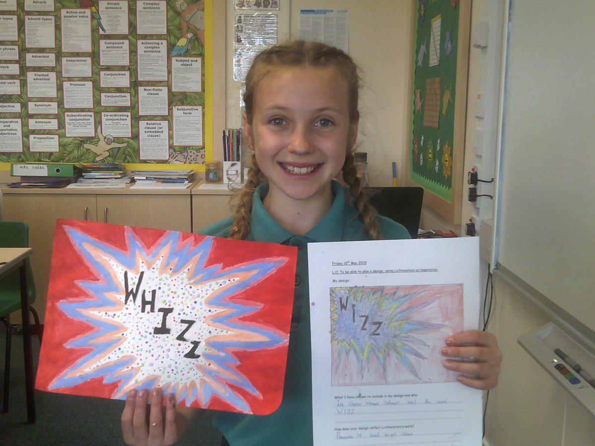 ClaveringTS27's tweet image. #6RT  Today, we finished our 'pop art' designs in the style of Roy Lichtenstein. We will soon be evaluating our finished pieces.