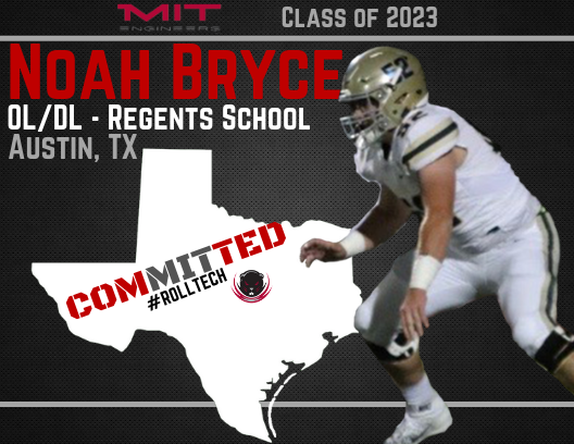 MITFootball's tweet image. From deep in the ❤️ of Texas comes @noahabryce of @RSA_Athletics❗️@RSA_strength #RollTech #MITFootball 🏈⚔️🤠