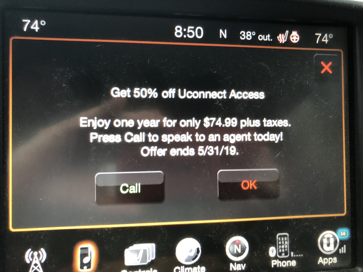 scottddougherty's tweet image. Wow @FiatChrysler_NA apparently believe that spamming in car with no opt out is perfectly legal, safe, and ethical. Clicked on call just to be told the agents have no ability to stop the spam. #respectcustomers