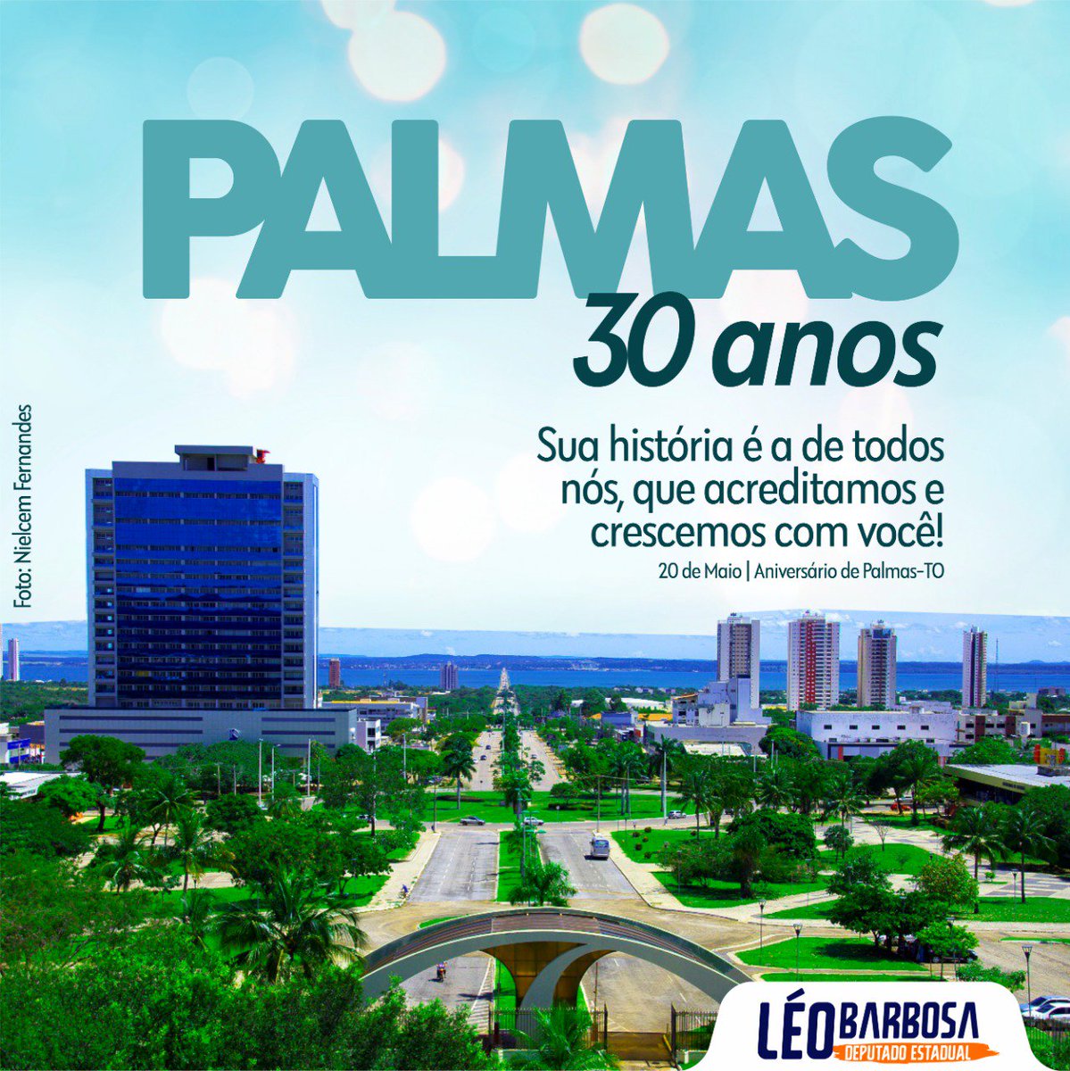 depleobarbosa's tweet photo. Parabéns para a nossa querida Palmas e para todos que acreditaram neste sonho, e escolheram esta cidade linda e acolhedora para viver! 🎆🎉🎈 #Palmas30anos #TeamoPalmas https://t.co/divyZ44qZO