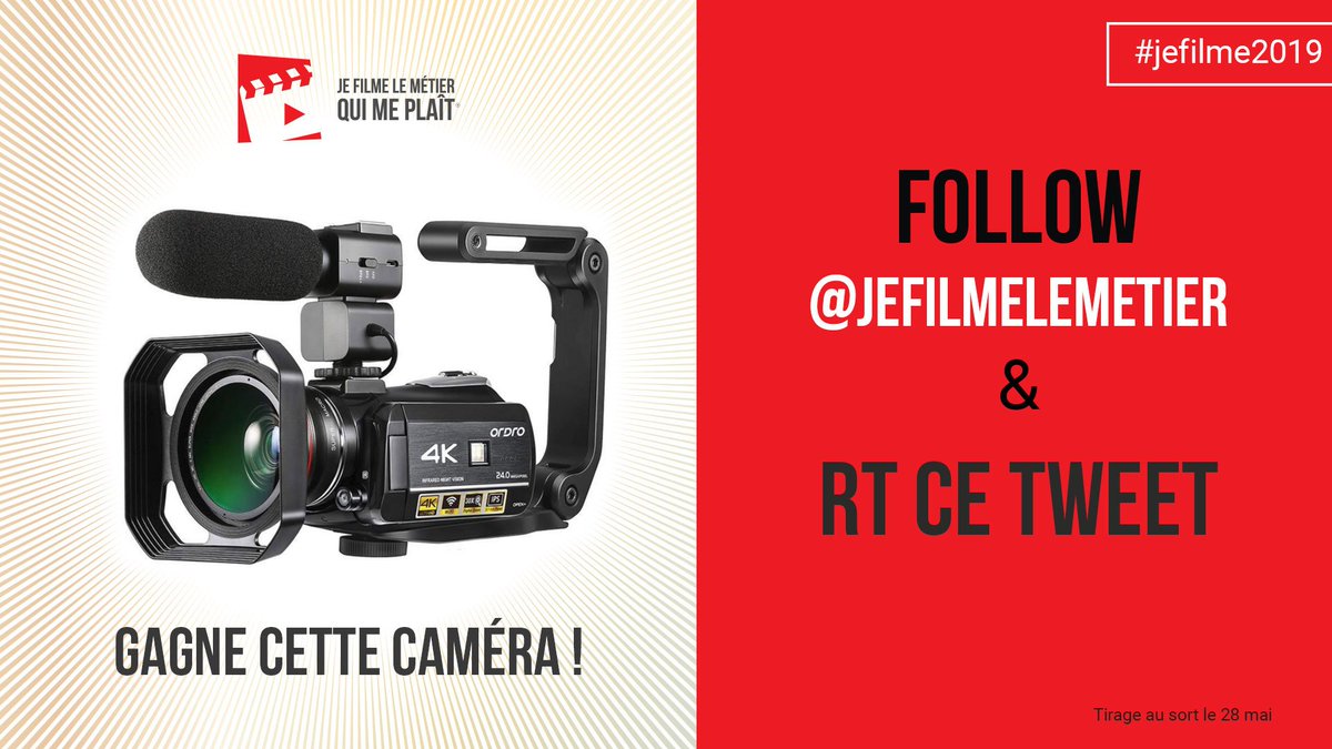 parcours_metier's tweet photo. À l'occasion de la cérémonie de remise des Claps, nous vous faisons gagner une caméra 4K pour peut-être devenir le prochain lauréat à monter sur la scène du Grand Rex !

Pour participer au #Concours #RT ce tweet et follow @jefilmelemetier 

Tirage au sort le 28 mai!

#jefilme2019 https://t.co/PhVULEvG5T