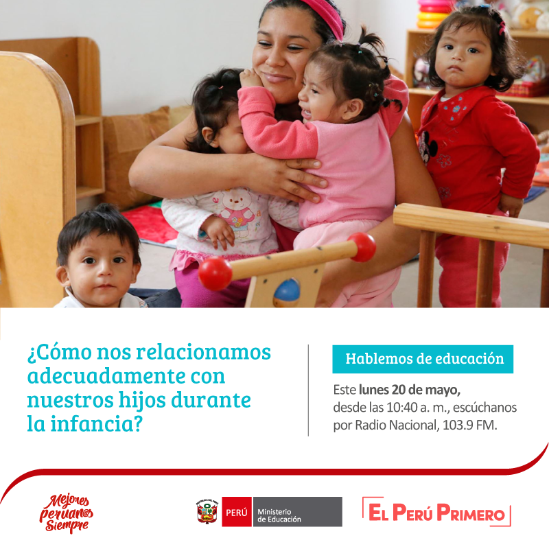 LBEPeru's tweet photo. ¿Cómo nos relacionamos adecuadamente con nuestros hijos durante la infancia? Hoy, desde las 10:40 a. m., escúchanos por Radio Nacional, 103.9 FM. https://t.co/xshyaWUwIk