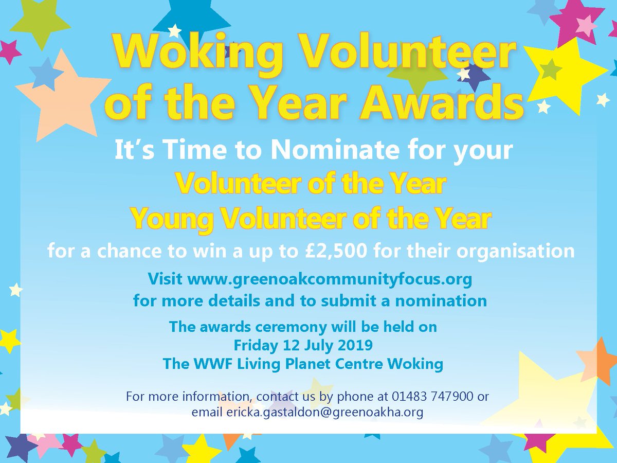 Attention all Volunteers! We've launched our #Woking #GCFVolunteeroftheyearAwards2019 Competition TODAY! Nominate your special #volunteers for a chance to win up to £2500 for their #charity. tiny.cc/9rtz6y