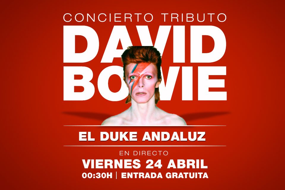 Concierto tributo a David Bowie en Thundercat Club este viernes 24, a las 00:30h con la banda "El Duke Andaluz"!! Reviviremos los temas más emblemáticos del camaleón del rock. Entrada gratuita!