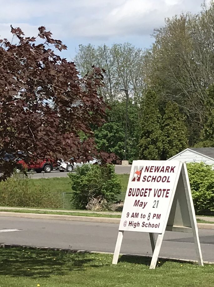 Please come out and vote on the <a href="/NewarkCSD/">Newark Central School District</a> budget propositions and BOE election on 5/21 from 9:00 a.m. - 8:00 p.m. <a href="/Newark_HS/">Newark High School</a>.