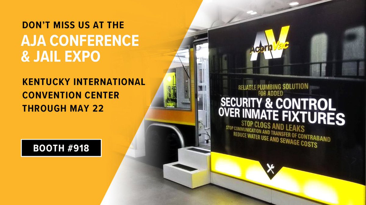 AcornVacInc's tweet photo. AcornVac® is in Louisville for the @AmerJail Conference! Come see our mobile showroom at booth #918 to learn about the security, efficiency, and cost-savings of vacuum #plumbing in #correctional #facilities.

#correctionalfacility #facilitiesmanagement #vacuumplumbing #aja2019 https://t.co/bXoJjHz8LG