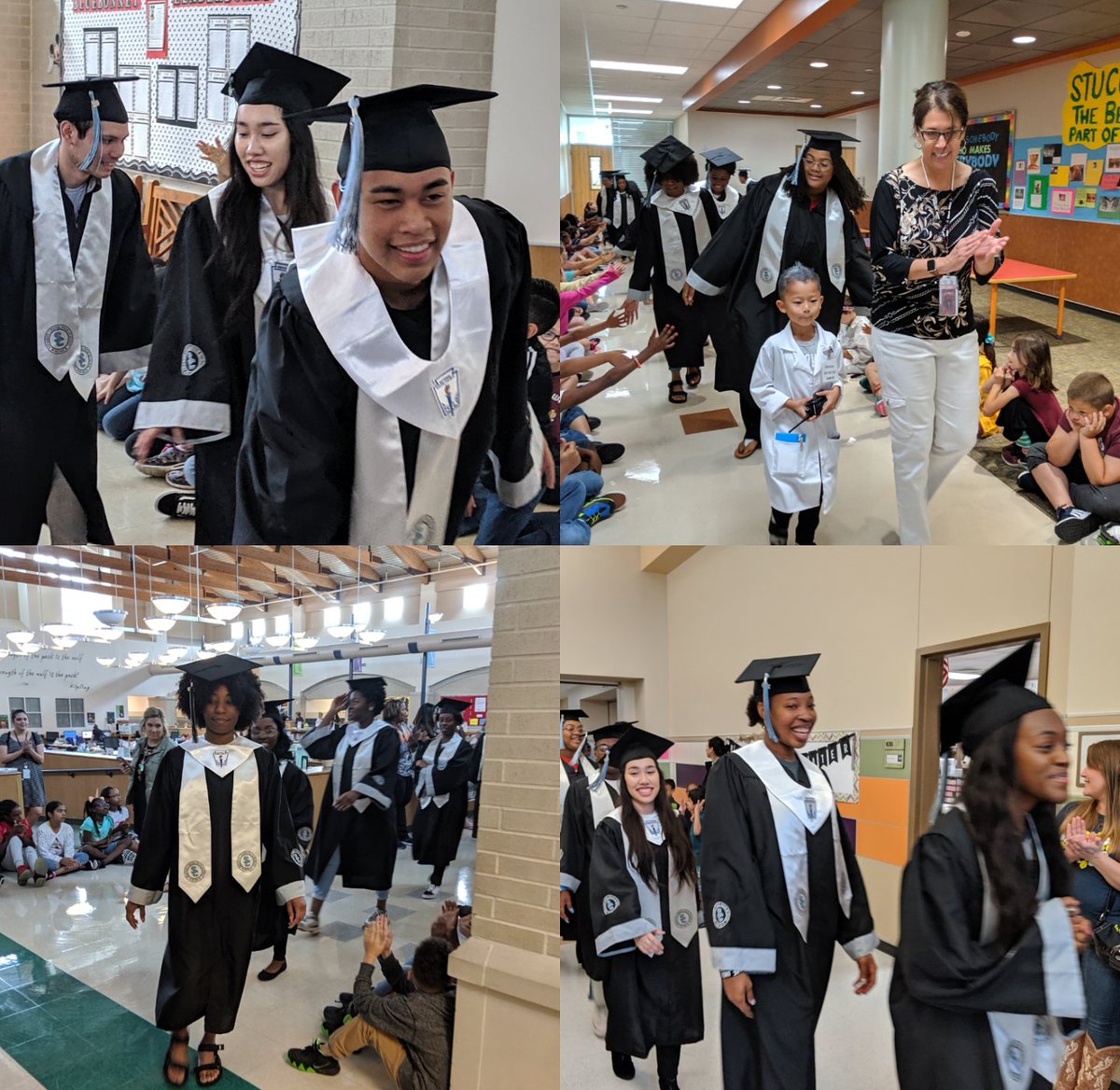 ShadowCreekHS's tweet photo. Sharks with near perfect attendance participated in our annual graduation walk through the halls of our feeder elementary campuses and they were shown great fanfare from  students. Thanks to you all.  @PomonaElem @DukeElem @MarekElem @WilderElem @gyerangers @sdbrothers17 https://t.co/AI6WdCmq52