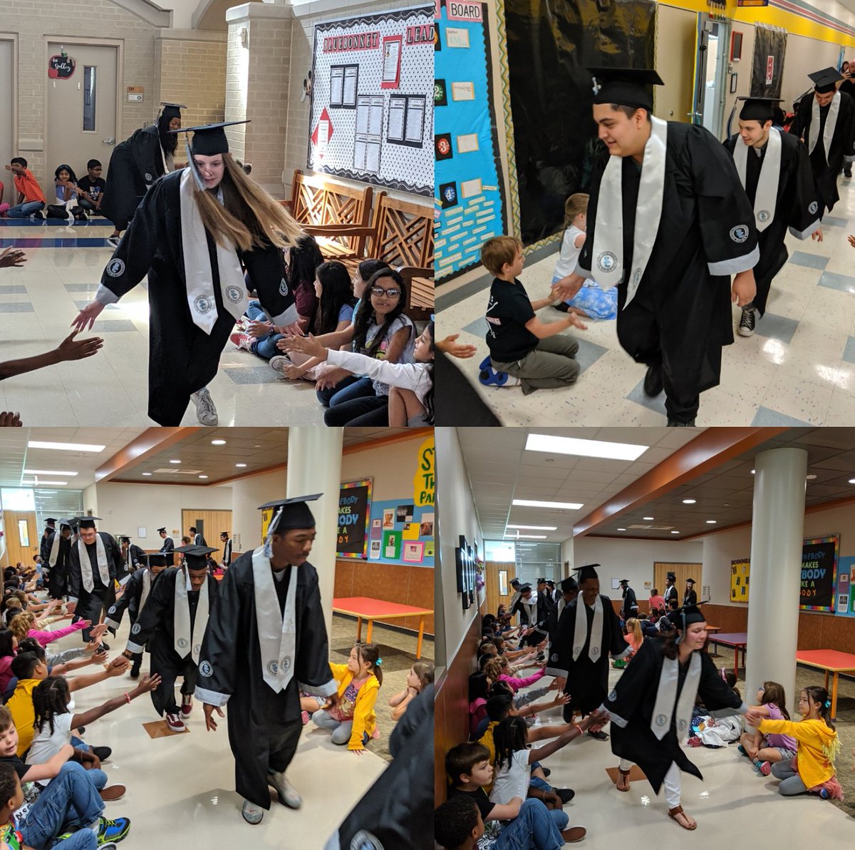 ShadowCreekHS's tweet photo. Sharks with near perfect attendance participated in our annual graduation walk through the halls of our feeder elementary campuses and they were shown great fanfare from  students. Thanks to you all.  @PomonaElem @DukeElem @MarekElem @WilderElem @gyerangers @sdbrothers17 https://t.co/AI6WdCmq52