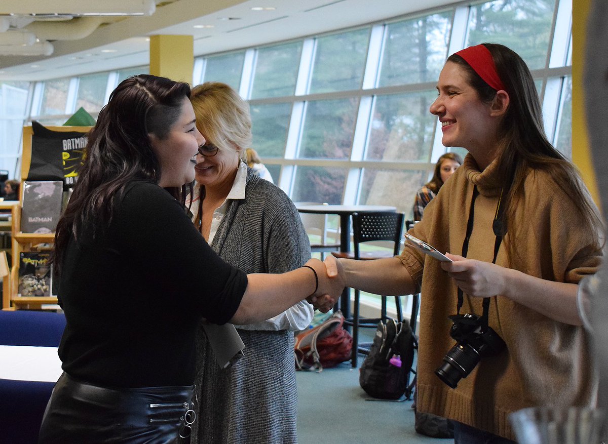 EssexWestford's tweet photo. Students from the Design &amp; Creative Media 1 program at @CTEforTech recently took part in a book jacket rebranding project. On May 10, a reception was held in the @EHSCTElibrary to announce the winning book jacket redesigns. #EWSD https://t.co/r9mmT2os3O