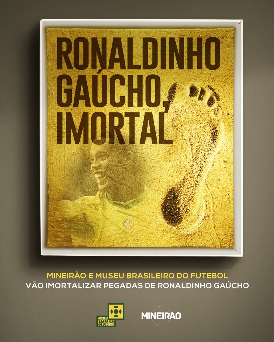 Mineirao's tweet image. Amanhã, o @10Ronaldinho vai ser eternizado em nosso Museu Brasileiro do Futebol. VAI SER HISTÓRICO!