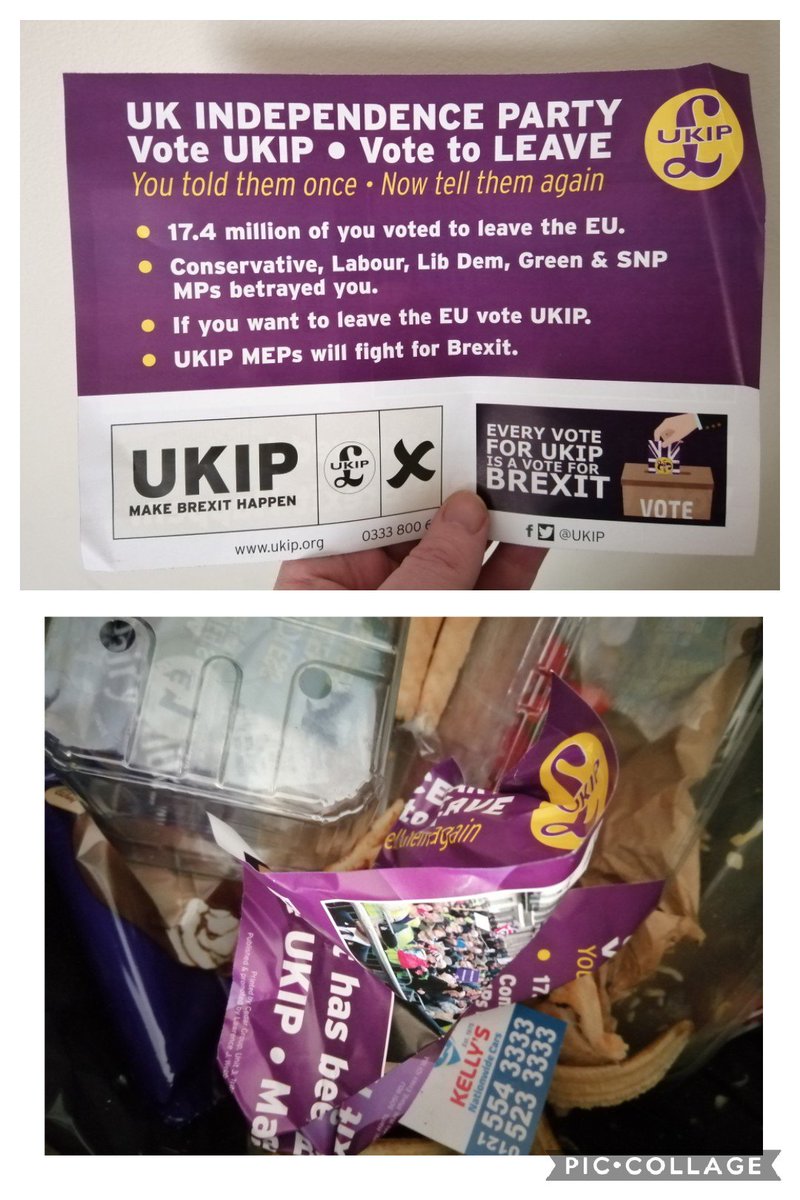 Frazer_Gollogly's tweet photo. Thanks, but no.

#ukip #EuropeanElection2019 #fuckukip https://t.co/FL4chapAZP