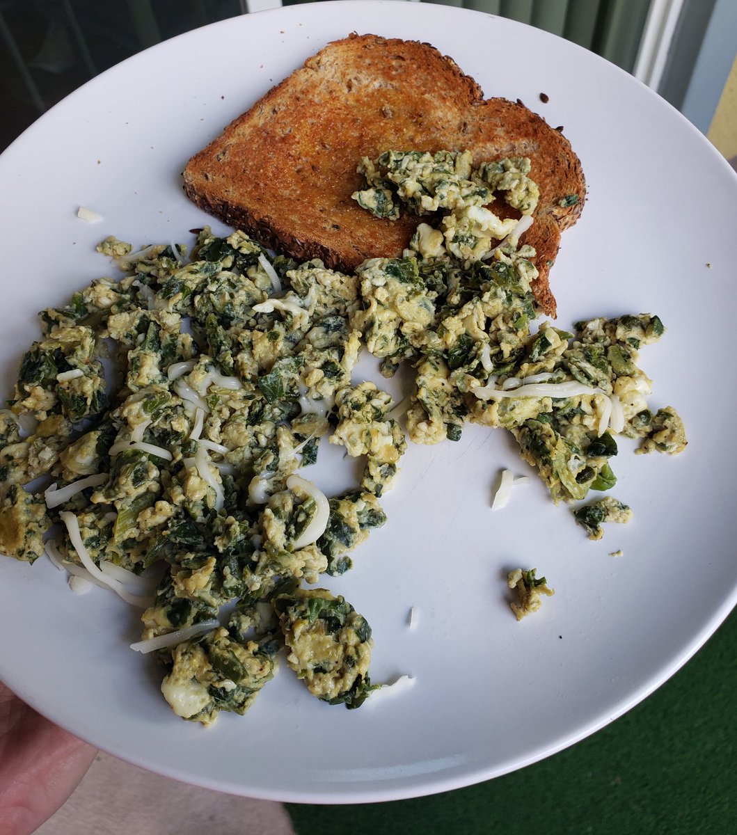 CaraQuici's tweet image. Morning, breakfast in the garden patio! Not a lot of sleep but up again on momentum &amp;amp; hungry! Have a blessed day🌻 #spinach #seedbread #mozarella