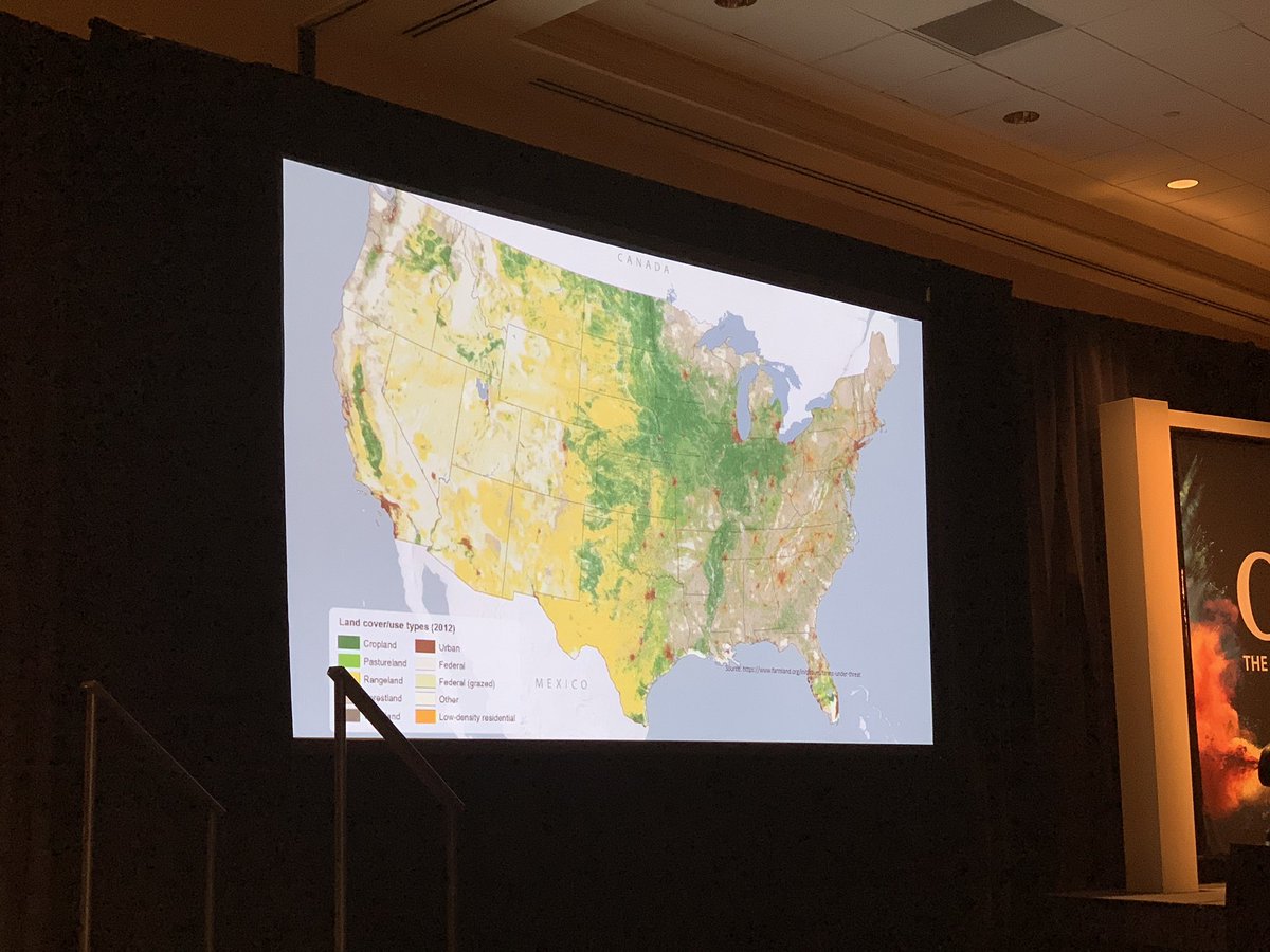 Caroline_Stocks's tweet photo. Two-thirds of global agricultural land is marginal, so it’s only usable for ruminant livestock, says @GHGGuru. Switching land use isn’t an option, despite claims we should be using more land for arable production #ONE19 https://t.co/vbDACnMcTL