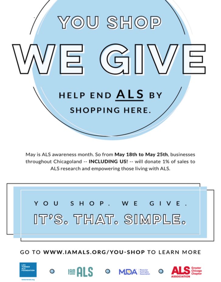 ThreeTarts's tweet photo. Today, ALS is a terminal diagnosis. But with your help Chicago, we can change that.
 
We are honored to stand with @Lorisshoes in supporting @iamalsorg, @alsachicago, @lesturnerals, and @mdaorg in #YouShopWeGive 
 
Learn how you can get involved at https://t.co/u2faEYBgpZ https://t.co/4Fwrr3X0WQ