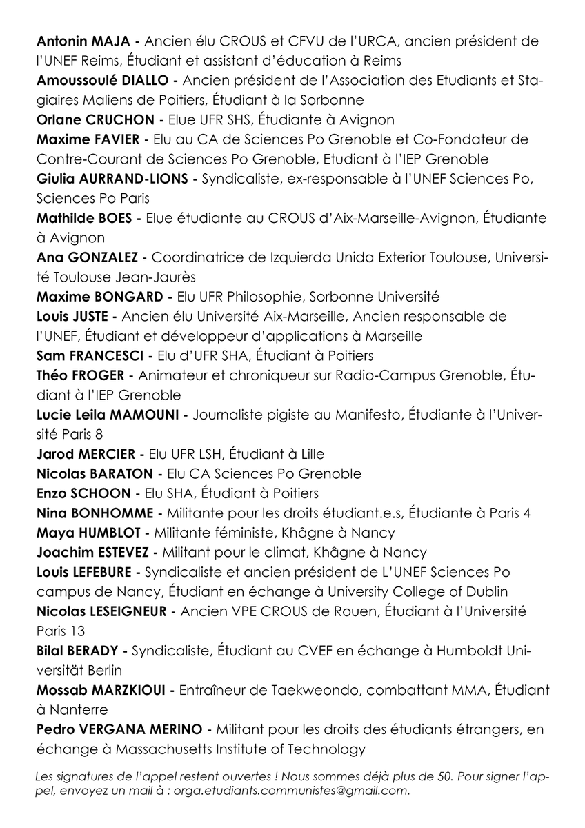 🔴 APPEL ÉTUDIANT À VOTER POUR LA LISTE MENÉE PAR IAN BROSSAT 📩

Plus de 50 étudiant.e.s engagé.e.s appellent à voter pour la liste du PCF menée par Ian Brossat le 26 mai ! Ce ne sont que les premier.e.s ⬇⬇
etudiants-communistes.fr/appel-etudiant…

Likez 👍 Partagez ↩ #AvecBrossat #PCF