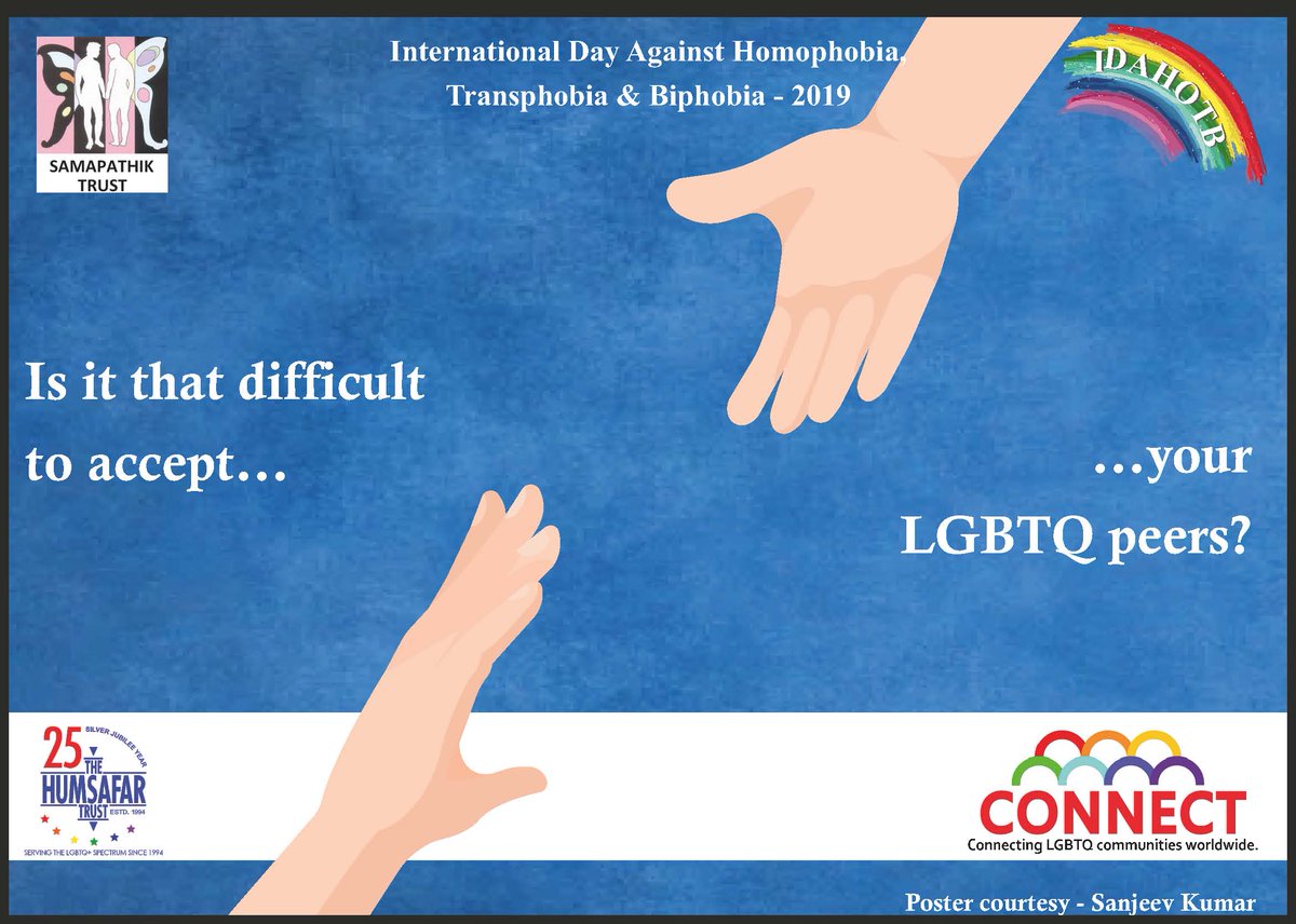 UkarandeAnil's tweet photo. LGBTQ Rights are Human Rights
#International_Day_Against_Homophobia_Transphobia_and_Biphobia
#KnowYourRights #IDAHOTB2019
#TheHumsafarTrust #SamapathikTrust
#CONNECT
#humsafar_trust_connect
#UNAIDS
#UNDP #APCOM #APTN #INFOSEM #ITHF#ILGA https://t.co/vYMT7pJcXz