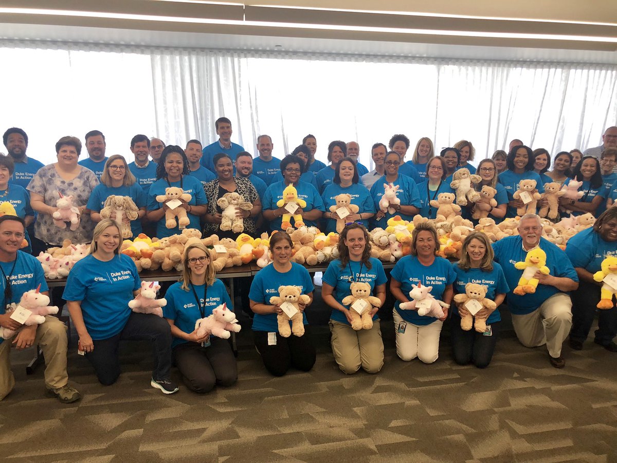 AmyKStrecker's tweet photo. We are @DukeEnergy in action! Volunteers stuffed 120 toy animals 🐰🐥🐻to donate to @raleighpolice to comfort kids in crisis. We stuffed each animal with a ❤️ and a good wish for the child receiving the toy. #WeAreDE #volunteering https://t.co/mG8zVNEIsc