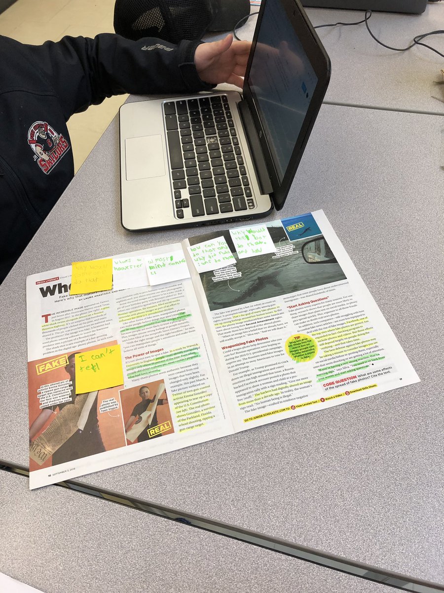 Annotating some work as we examined fake images on the net! #tvdsb <a href="/KettleCreekPS/">Kettle Creek Public School</a>