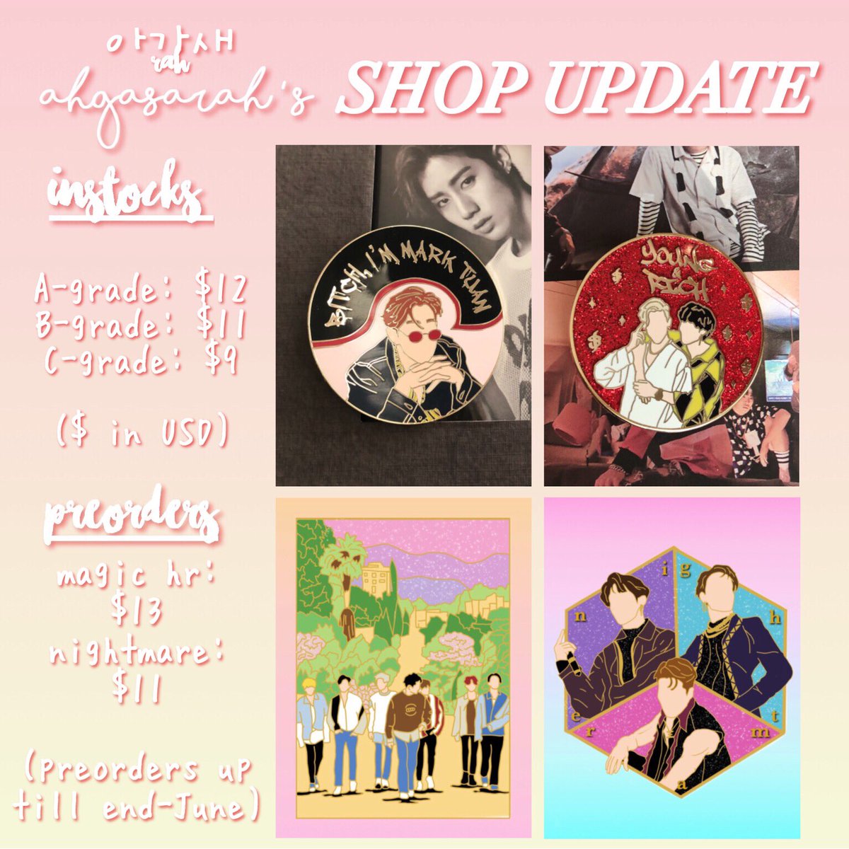 [pls help RT!!]
preorders as well as instocks for my got7 enamel pins are currently up on my store, go check them out!! #GOT7__SPINNINGTOP <a href="/GOT7Official/">GOT7</a>