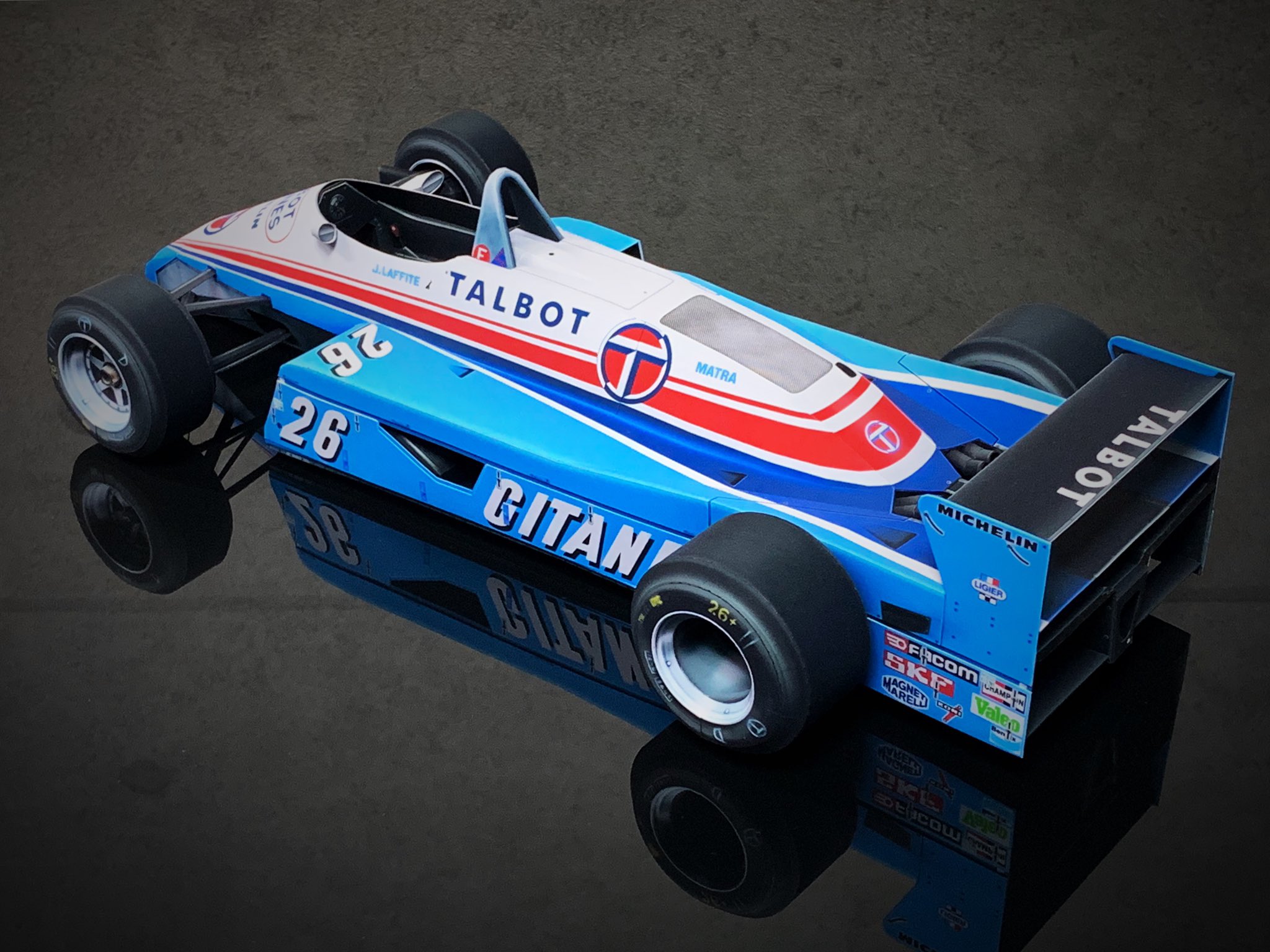 リジェ JS19 #26 J.Laffite 1982　Spark 1/43 Ligier JS19 No.26 Monaco GP 1982 Jacques Laffite