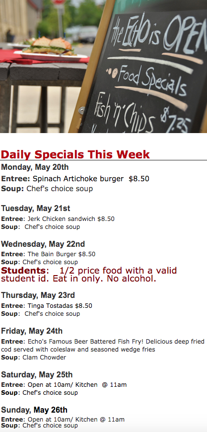 EchoTapMadison's tweet photo. #WeeklySpecials https://t.co/Vi0IkTPRvH