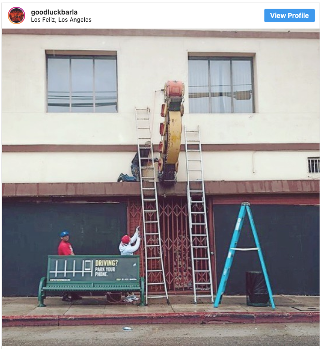 LosFelizLedger's tweet photo. Less than a month after its final night in business, #GoodLuckBar's sign was stolen. Do you recognize any of these people? https://t.co/WDz1h4f30E