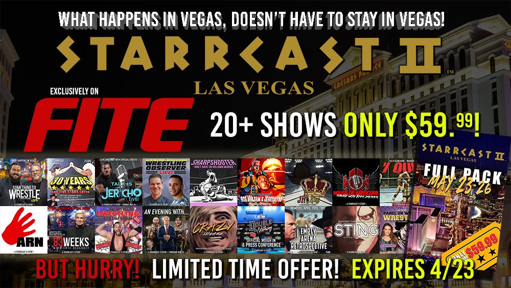 WrestlingInc's tweet photo. Contest time! We've got a FREE PROMO CODE for https://t.co/SzloYX8TpA's @StarrcastEvents 4-Day Weekend Pass!

To play:

- Follow @WrestlingInc &amp; @FiteTV
- RT this tweet
- Reply with the #Starrcast2 panel you're most excited for

Winner picked randomly Tuesday (5/21) at 3 pm CST! https://t.co/pTPfDLaQE3