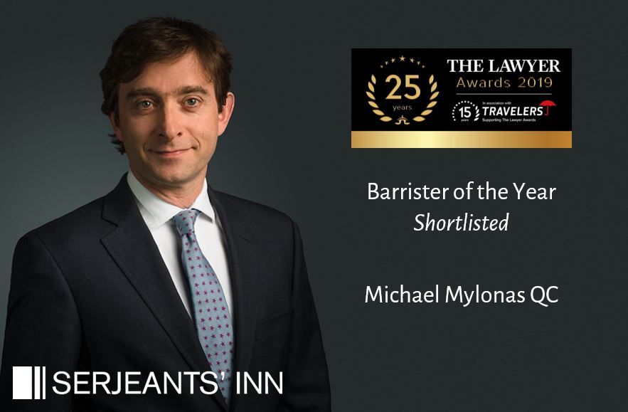 Congratulations to Michael Mylonas QC, shortlisted as Barrister of the Year at #theLawyerAwards.  This follows his award as Legal Personality of the Year at #the2019LexisNexisAwards: many thanks to everyone who voted.