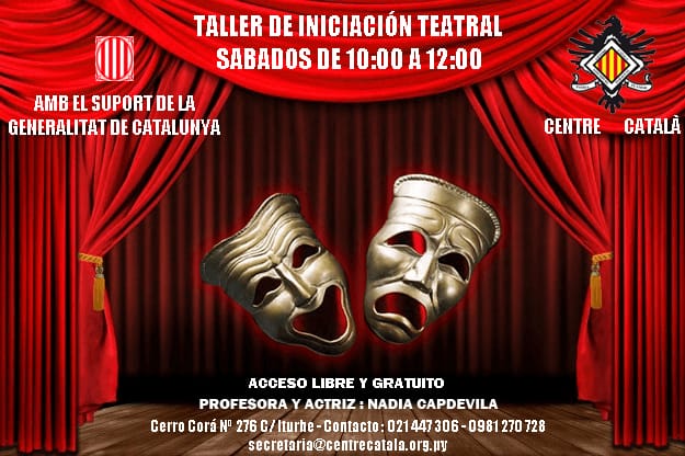 CCATAsuncion's tweet photo. Taller gratuito de iniciacion teatral en el Centre Català de Asunción

Para mas información 021 447 306 - 0981 270 728 o al correo secretaria@centrecatala.org.py https://t.co/QSt0nVEKBd