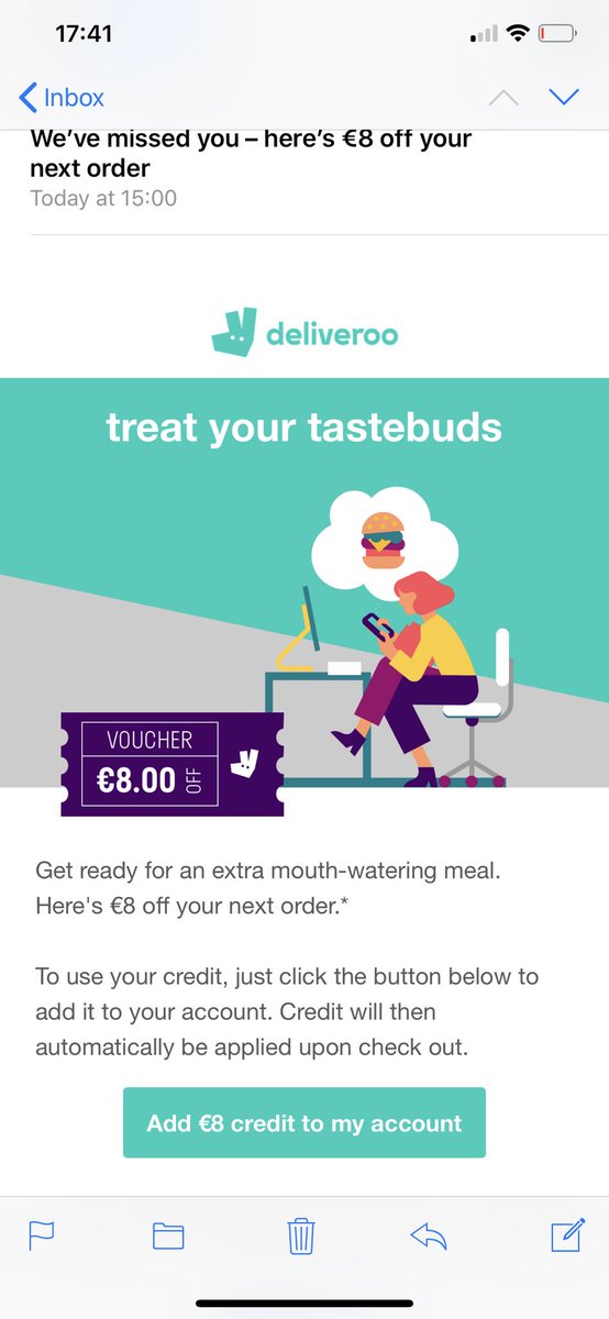 RatedREchelon's tweet photo. @Deliveroo_IE why do you send this when it’s not working? I click on it and it’s not adding anything, https://t.co/Sryvswp9BX
