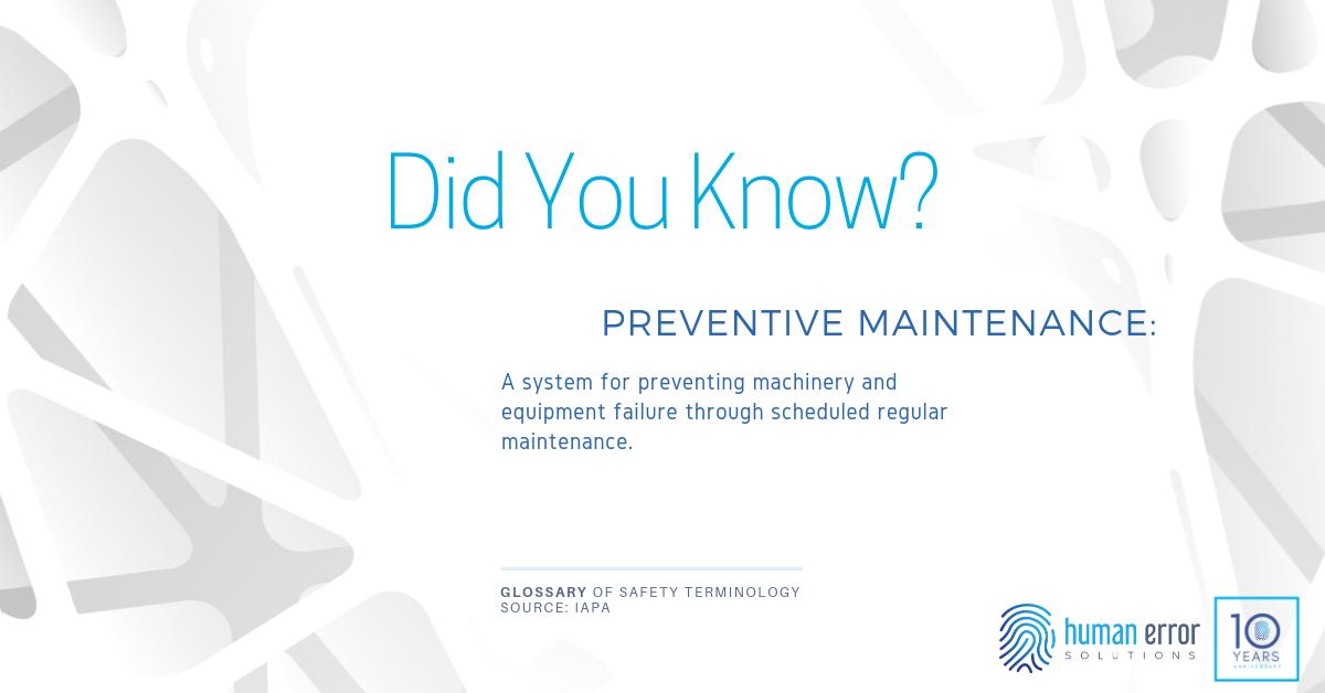 HumanErrorSol's tweet image. 🤔 What does PREVENTIVE MAINTENANCE refer to❔
#wordoftheday #correctiveaction #humanerrorsolutions #humanerroreducation
buff.ly/2Huwuwf