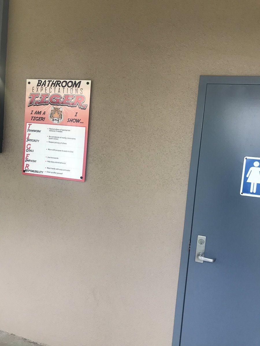Not sure which behavior is expected? Check out our awesome signage! T-I-G-E-R! Thanks to all for fun run donations to make this happen! <a href="/SSDKristin/">Kristin Baranski, Ed.D</a> <a href="/drsmpierce/">Dr. Stephanie Pierce</a> <a href="/PrincipalHooks/">Ted Hooks</a> #Santeesd #PBIS