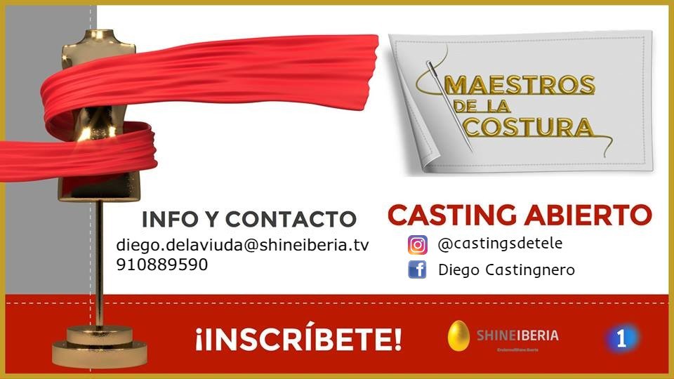 TeBuscoParaTV's tweet photo. ¡ VUELVE @MaestrosCostura ! ¿Te apasiona el mundo de la costura? Vuelve el mayor programa de costura de la tele. Escríbeme y te informo de cómo hacerlo. #casting #tv #maestrosdelacostura #moda #confeccion #costura #palomo #caprile #escote #modaespañola #tve1 #talent #apuntateya https://t.co/LSOaXos2XA