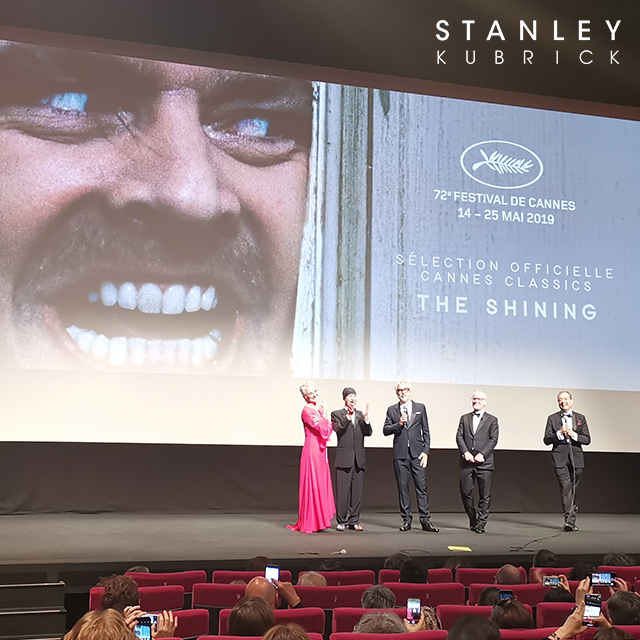 StanleyKubrick's tweet photo. An incredible few days at #Cannes2019. Katharina Kubrick, Leon Vitali, Alfonso Cuarón and President of WB Theatrical Dist. &amp; Home Ent Ron Sanders attended the prestigious film festival for a very special 4K presentation of Stanley Kubrick's horror classic, #TheShining. https://t.co/FAcC49Rzg0
