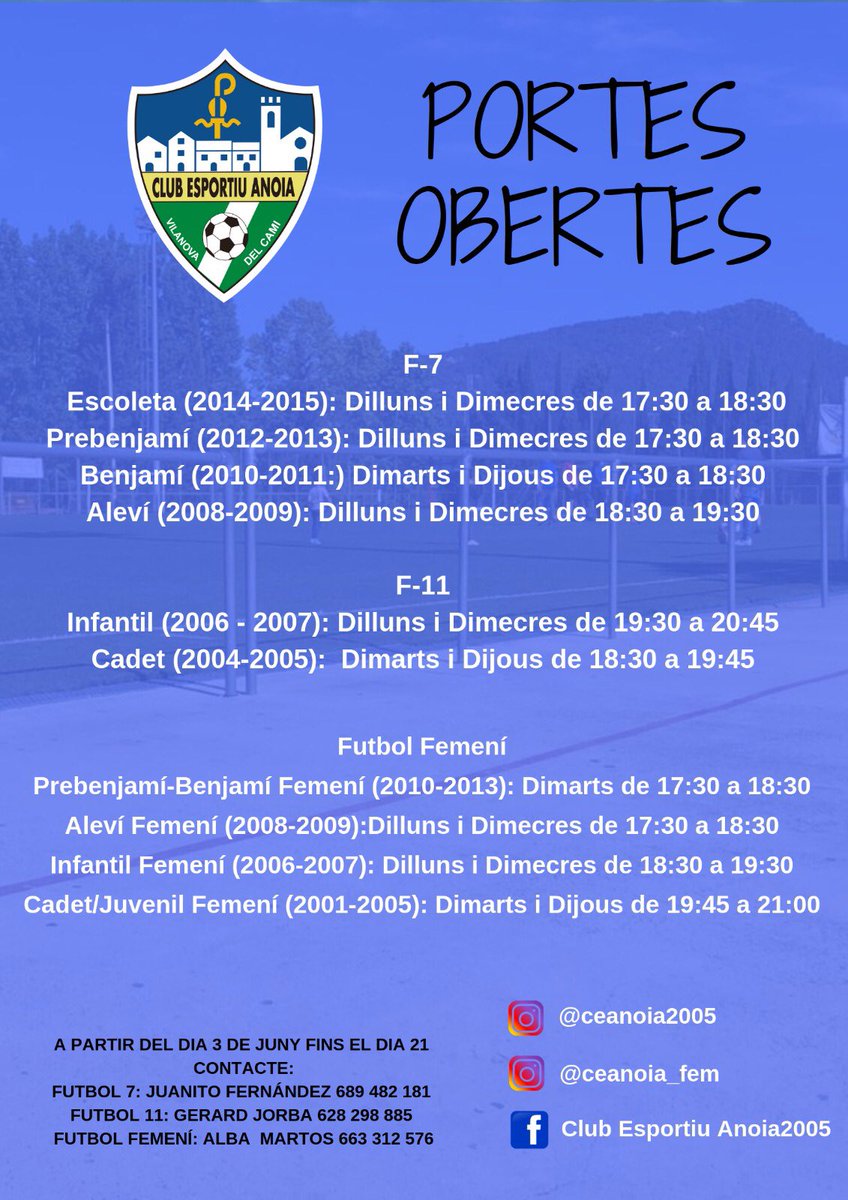 Som-hi! Hi esteu tots convidats! #ceanoia #somceanoia #futbolbase #futbolfemeni #futfem #futbolcat #vilanovadelcami #esport #fcf <a href="/FCF_CAT/">Federació Catalana de Futbol</a> <a href="/vilanovainforma/">Vilanova Informació</a> <a href="/vilanova_365/">Vilanova 365</a> <a href="/ajvilanovacami/">Ajuntament Vilanova del Camí</a> <a href="/radionovacat/">Ràdio Nova</a> <a href="/infoanoia/">infoanoia.cat</a> <a href="/SalvaCJ/">.</a> <a href="/FutbolCatalunya/">futbolcatalunya.com</a> <a href="/futbolfemenicat/">futbol femení català</a>