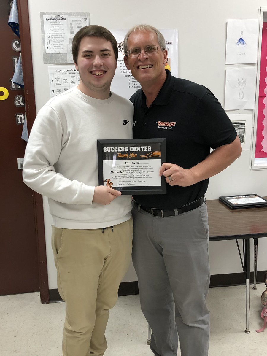 danocaffrey's tweet photo. Success Center Graduates picked a Staff member they wanted to honor who had a positive impact in their lives.  Dawson picked Mr. Hoefer! #SuccessCenterFamily. @ErikHoeferCC @jdeancc @kretter81 @JulieMolstead https://t.co/hsBjLhlgQf