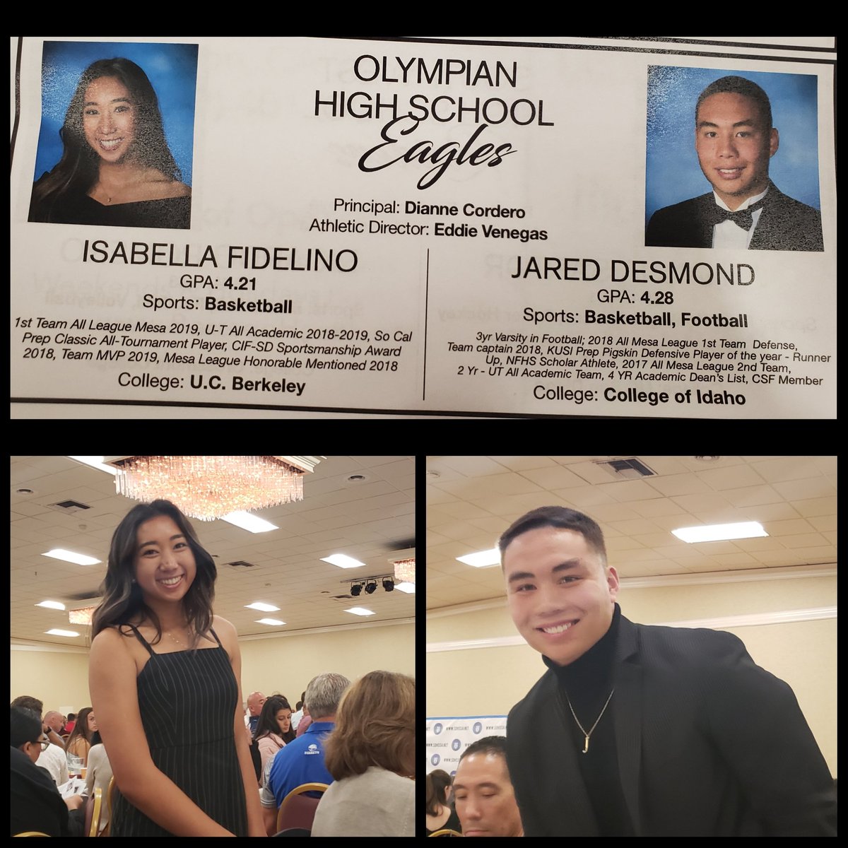 Congrats to <a href="/isafidelino/">ɪᴄᴇ</a> and <a href="/jareddesmond/">j dez</a> on being named HSSA Scholar Athletes of the Year!!🤗 We <a href="/OlympianEagles/">Olympian High School</a> are proud of you and wish you well in your next chapter!👏🏽