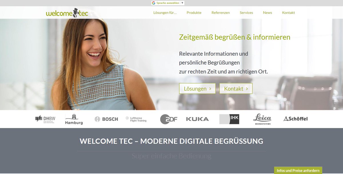 Auf dem Gebiet der virtuellen Begrüßung und der Information bietet welcome-tec bereits seit 2004 herausragende Konzepte. Als digitaler Portier beantworten unsere Systeme Besuchern sämtliche relevanten Fragen beim Empfang. Produkte wie digitale... suntweb.com/webkatalog.php…